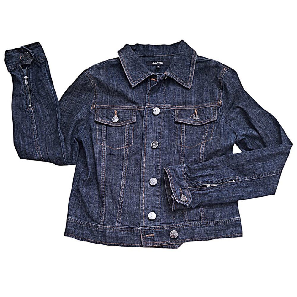 Daisy Fuentes Women's Denim Jacket Dirty Blue Long Sleeve Button Classic Sz Med